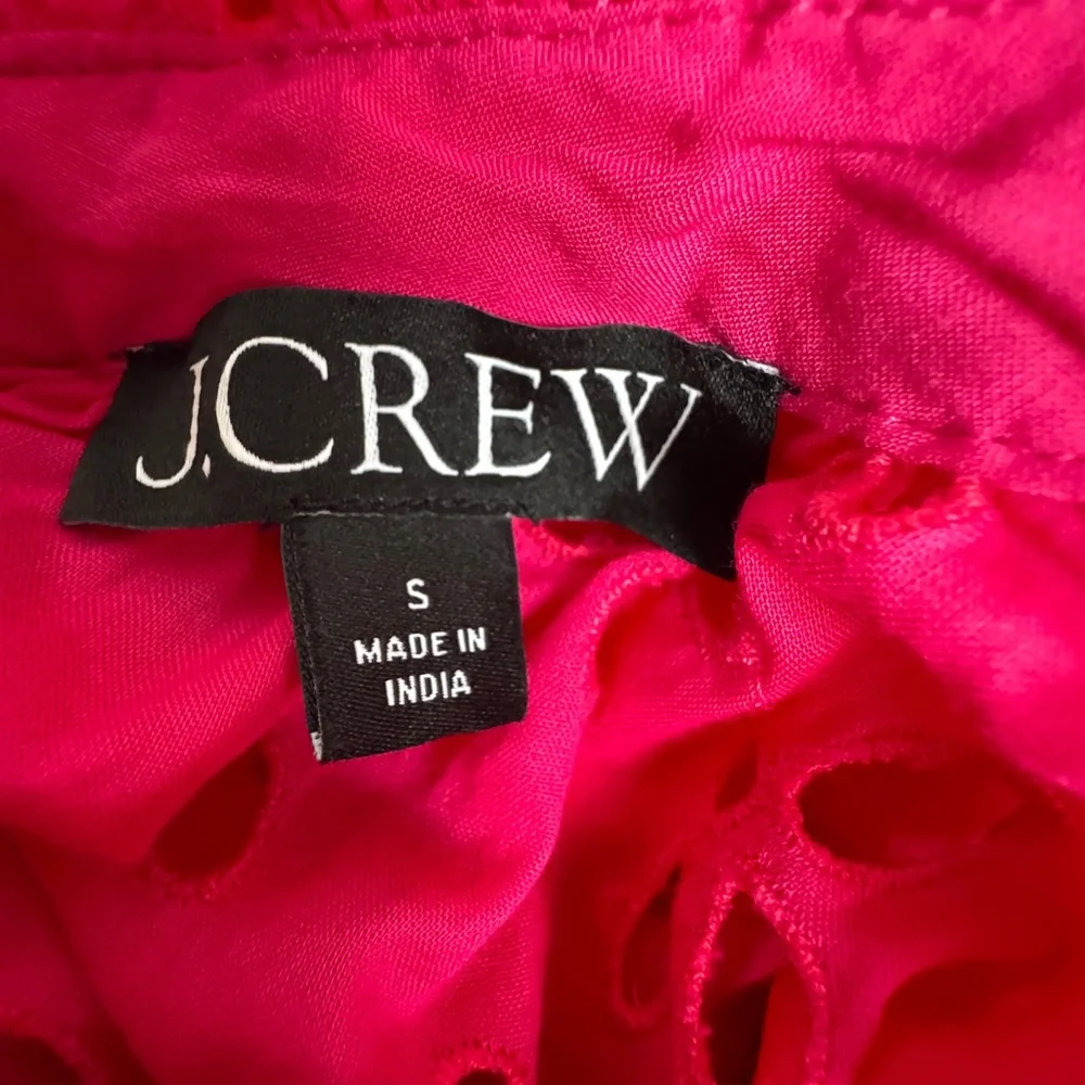 J. Crew Ruffleneck Mini‎ Dress In Eyelet Pink 100% Cotton Dress Size Small